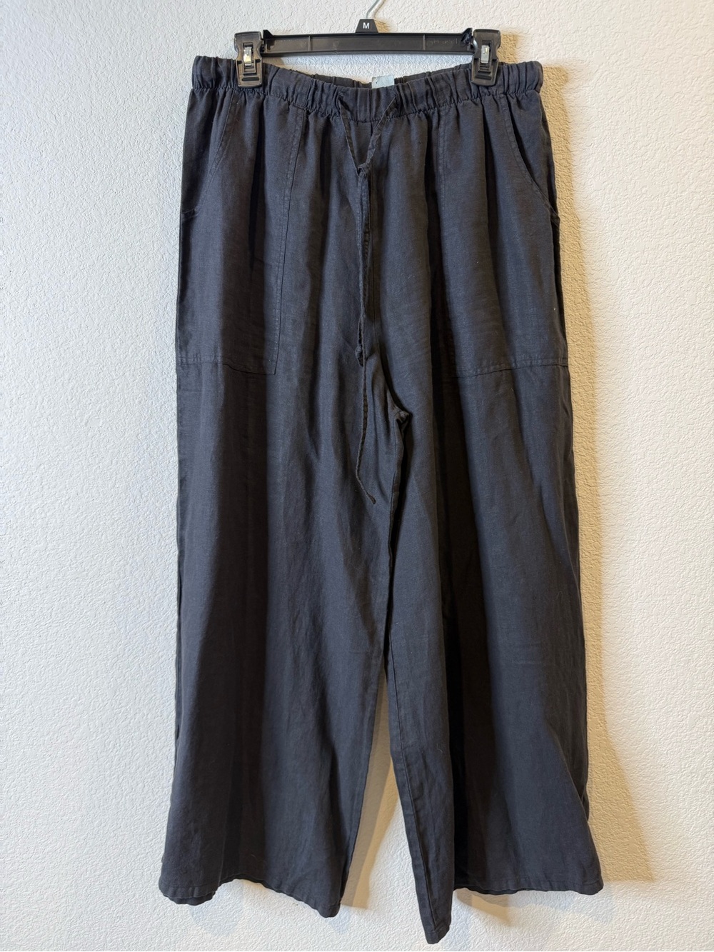 La Fixsun black linen wide leg pants